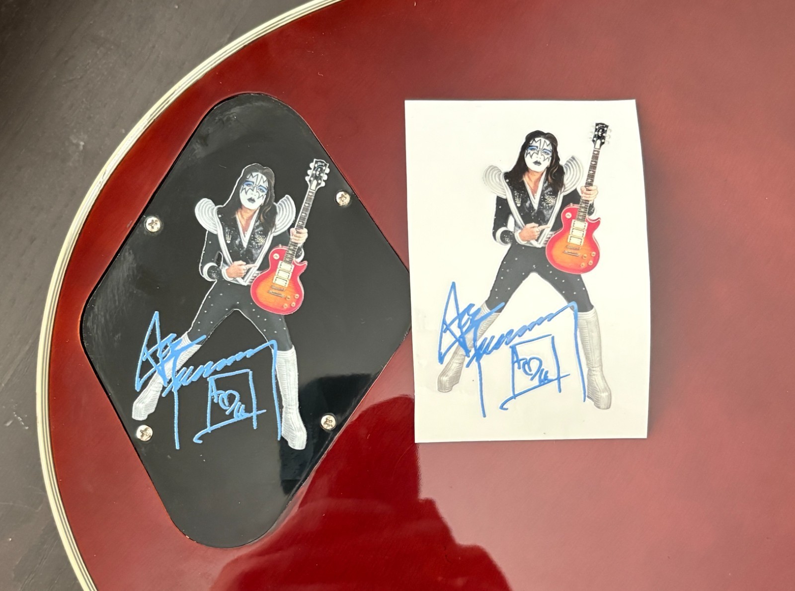 Ace Frehley of Kiss cutout with Les Paul autograph durable UV DTF Sticker