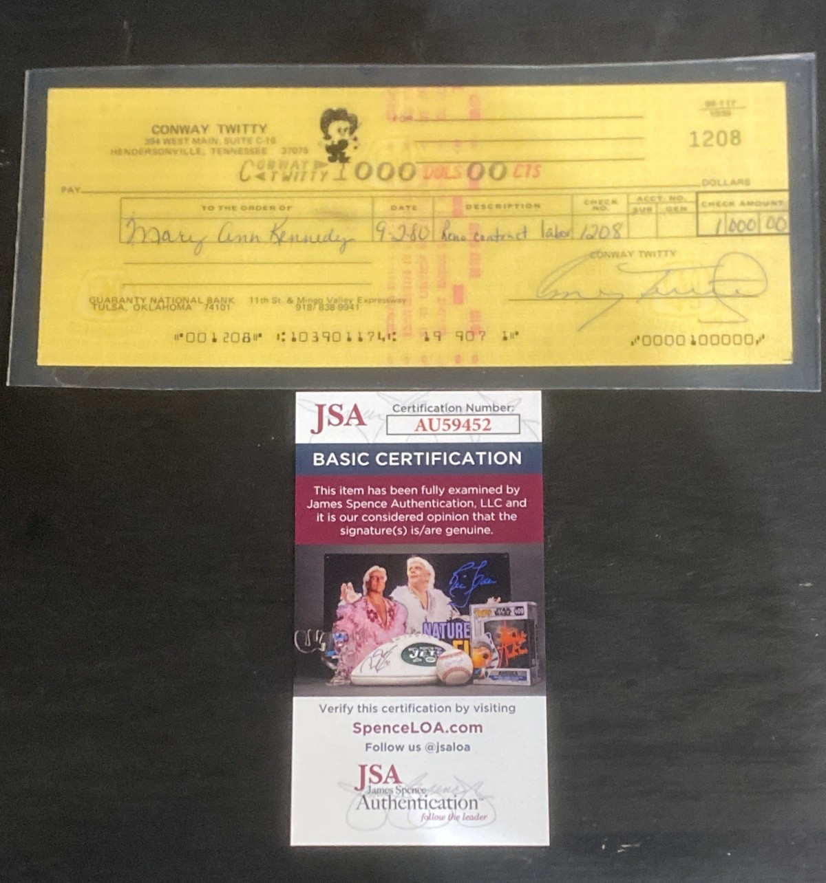 Rare Country Music Legend Conway Twitty Signed Check 1980 JSA COA Hall of Fame