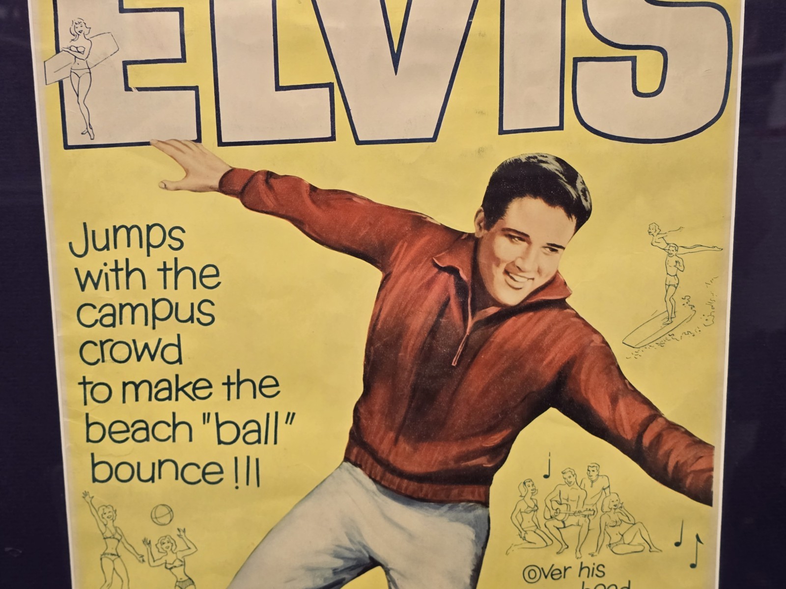Elvis Presley – Girl Happy ORIGINAL One Sheet Movie Poster * FRAMED 43×21 *NICE!