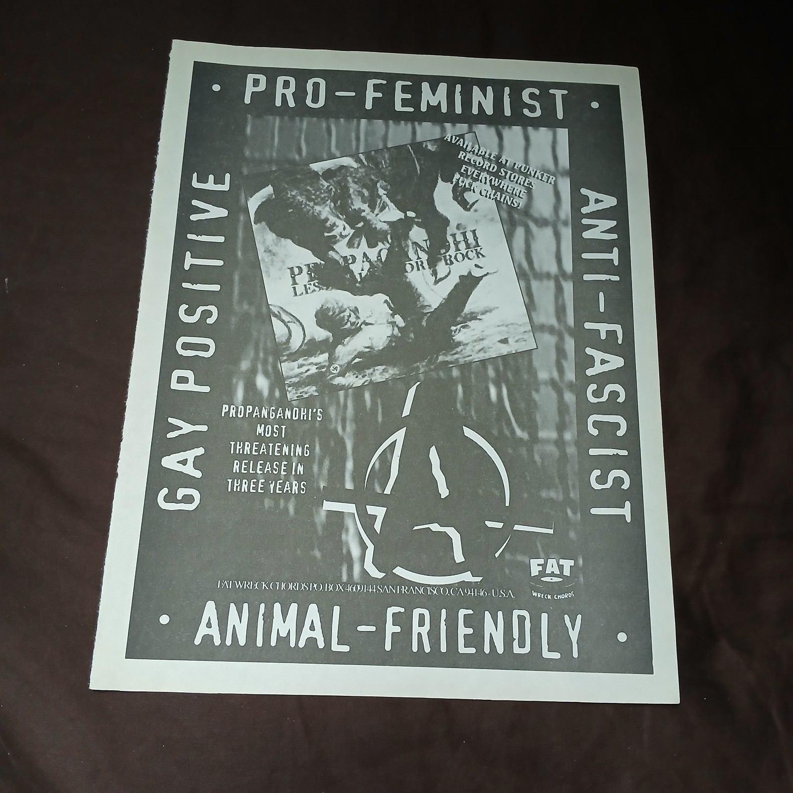 Propagandhi Fat Wreck Chords Promo Ad Vintage 90s Punk Zine Anti Fascist