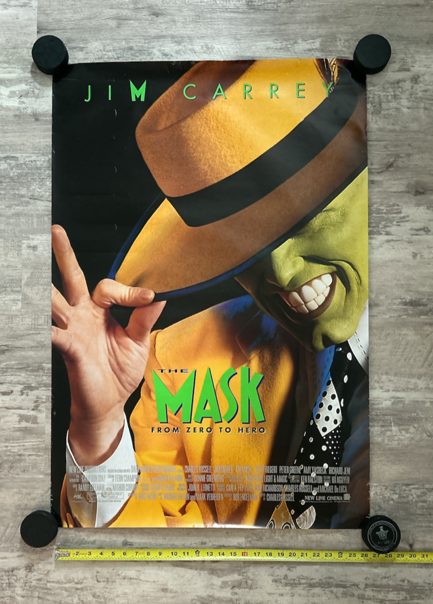 VINTAGE 1994 NEW LINE CINEMA JIM CARREY “THE MASK” 26X40″ MOVIE POSTER