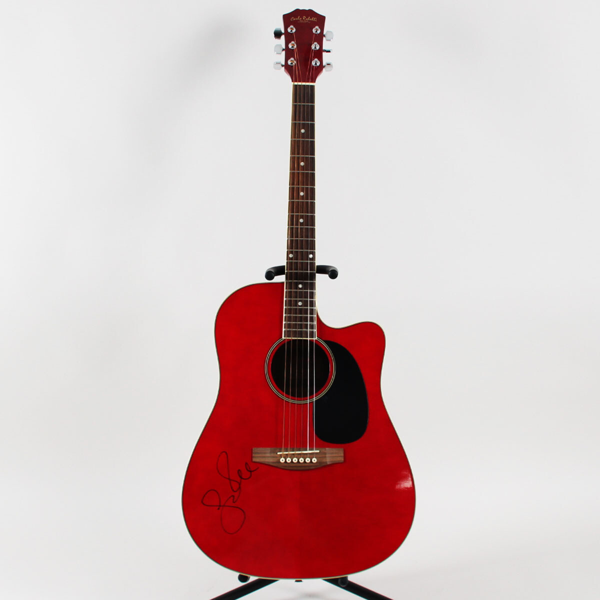Leon Russell Signed Acoustic Red Guitar – COA JSA