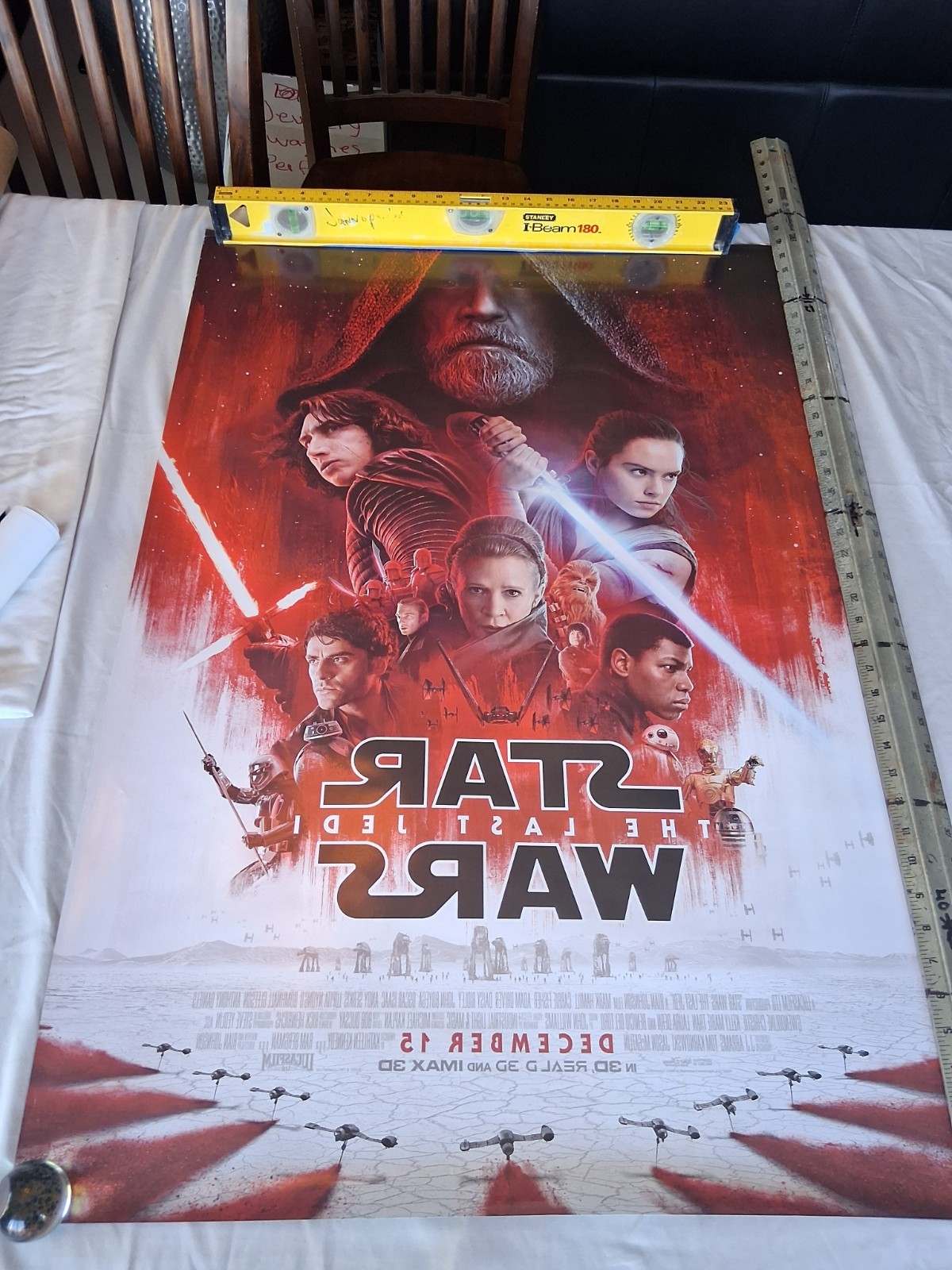 Rare Double-sided Star Wars The Last Jedi Movie Poster From Theater