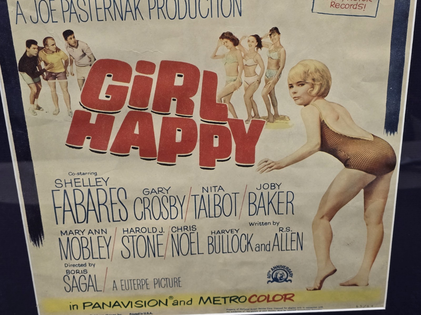 Elvis Presley – Girl Happy ORIGINAL One Sheet Movie Poster * FRAMED 43×21 *NICE!