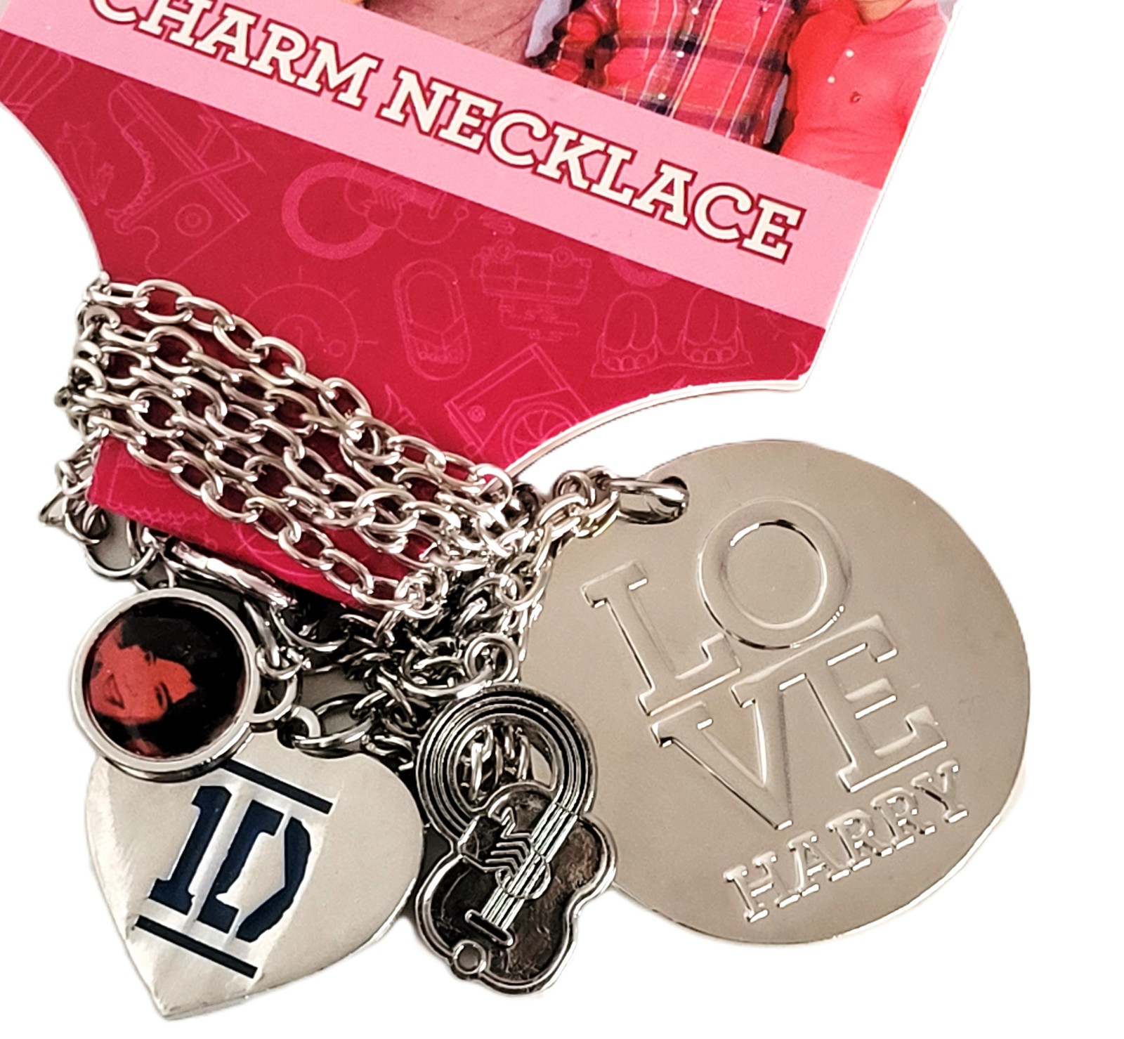 One Direction 1D “Love Harry” Multi Charm & Pendant Necklace with Chain – NEW