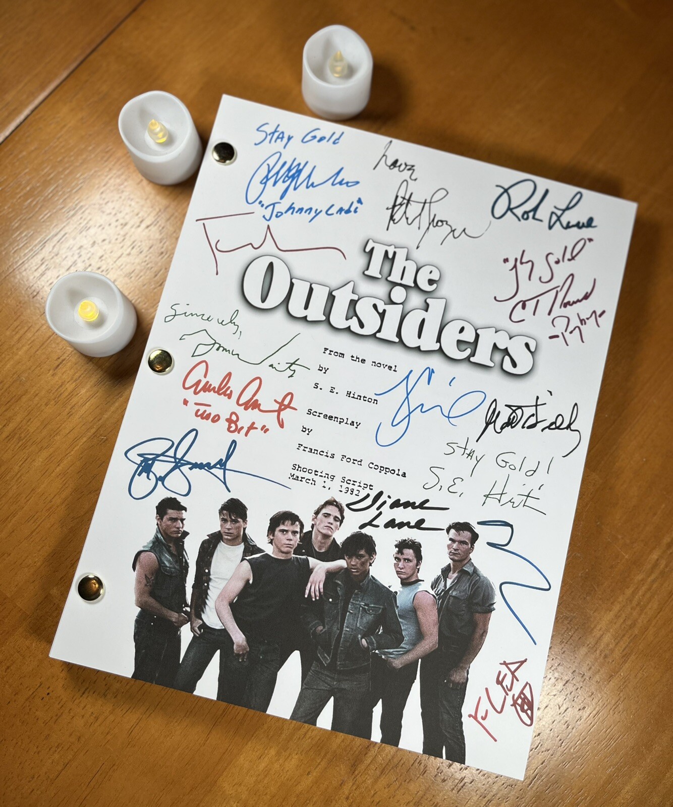 The Outsiders Movie Script Signed- Autograph Reprints- Outsiders Movie- Ponyboy