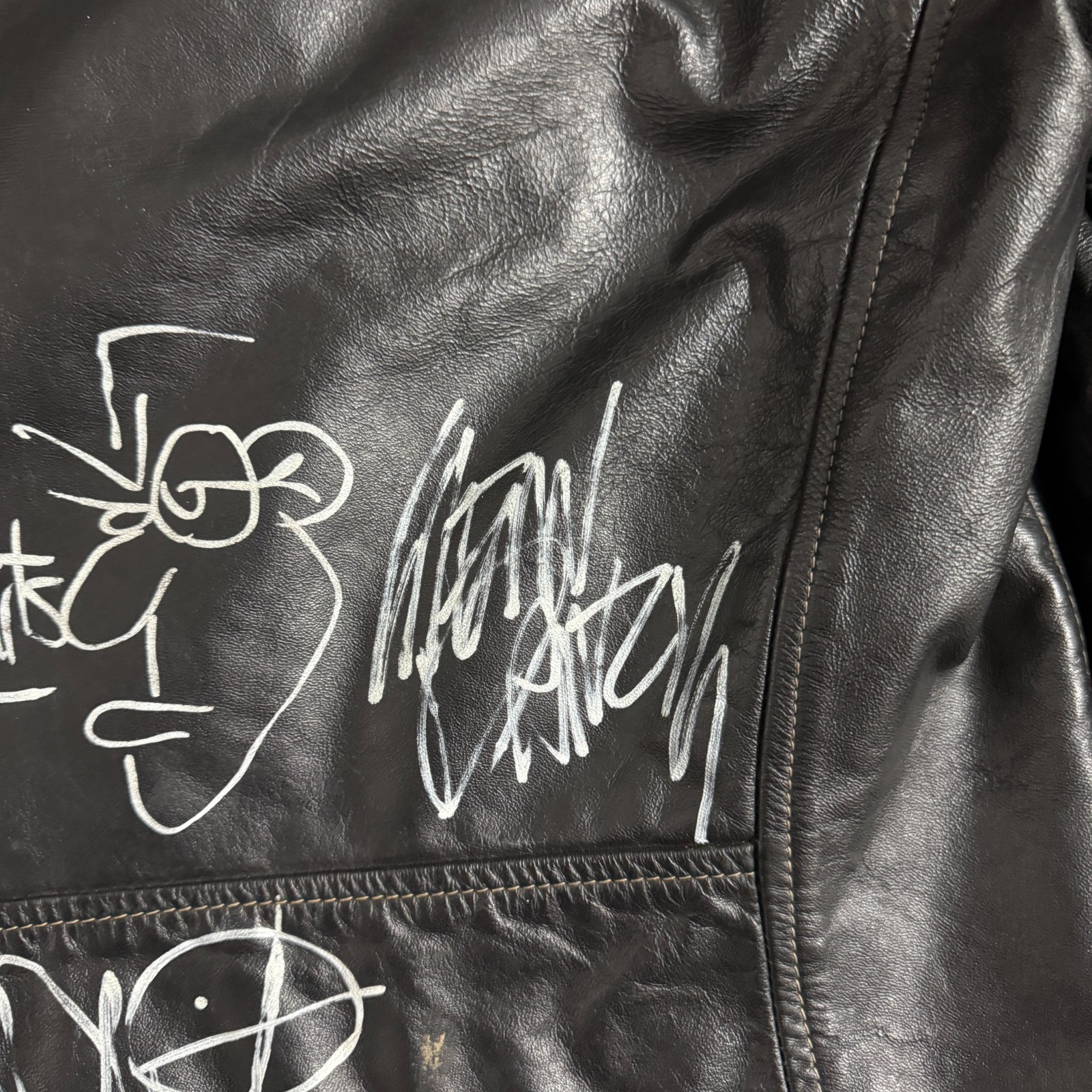 Vintage 90s Glenn Danzig Chuck Biscuits Eerie Misfits Band Signed Leather Jacket