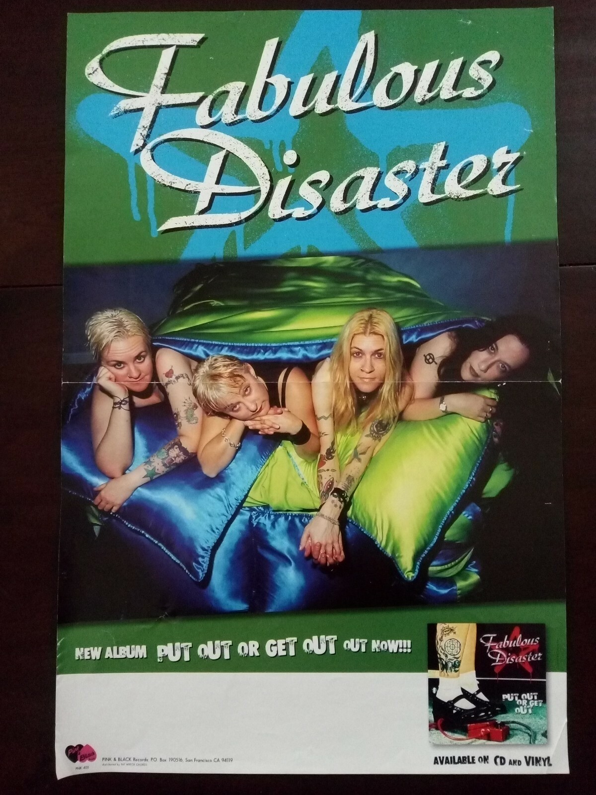 Fabulous Disaster Put Out Or Get Out CD Pink & Black Records Poster 11.75″ x 18″
