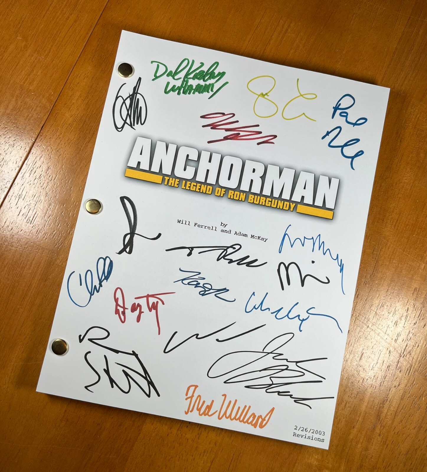 Anchorman Script Signed- Autograph Reprints- 106 Pgs- Ron Burgundy, Will Ferrell