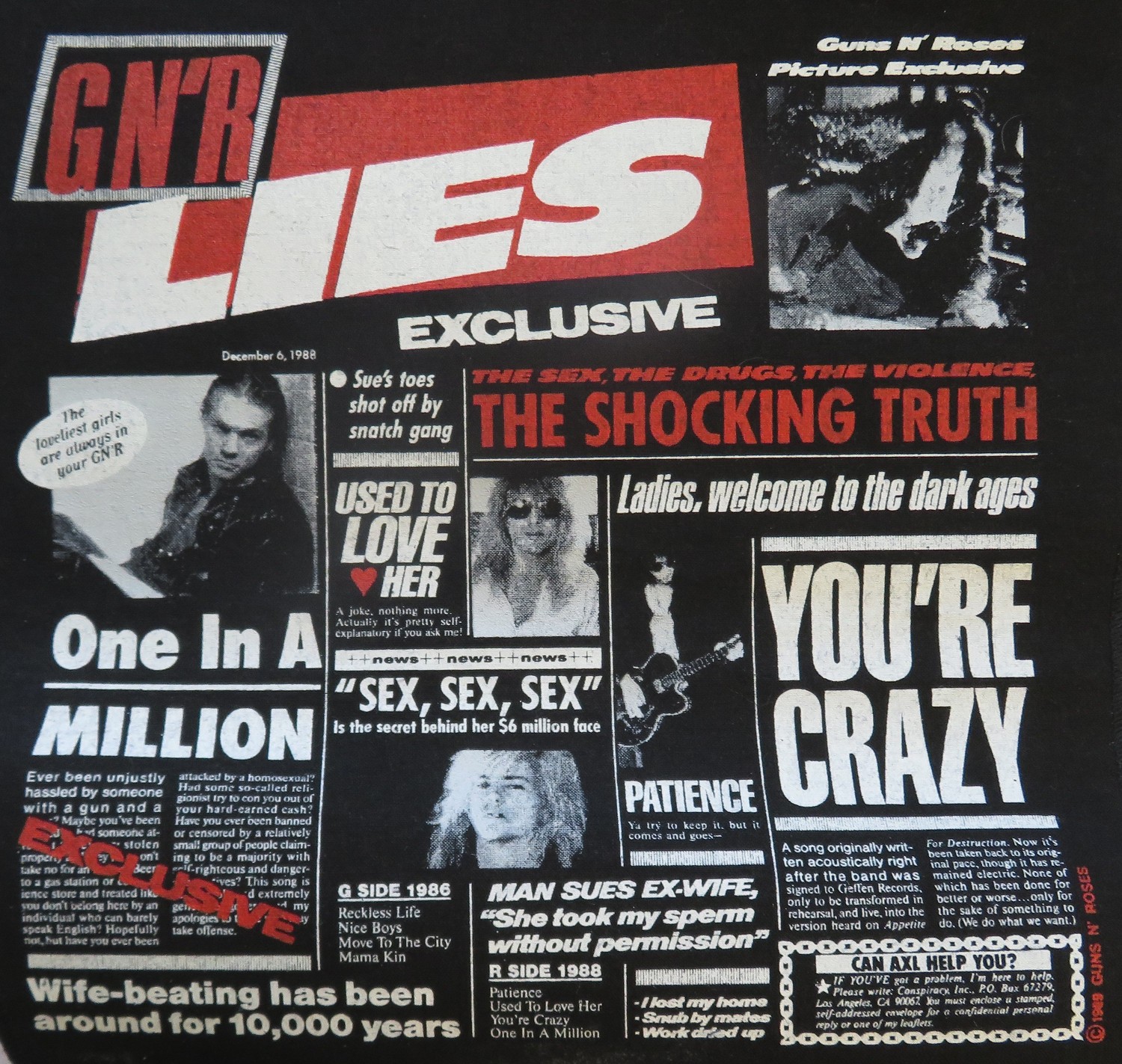 Guns N Roses Vintage Back Patch 1989 Lies 1980’s Hard Rock Metal