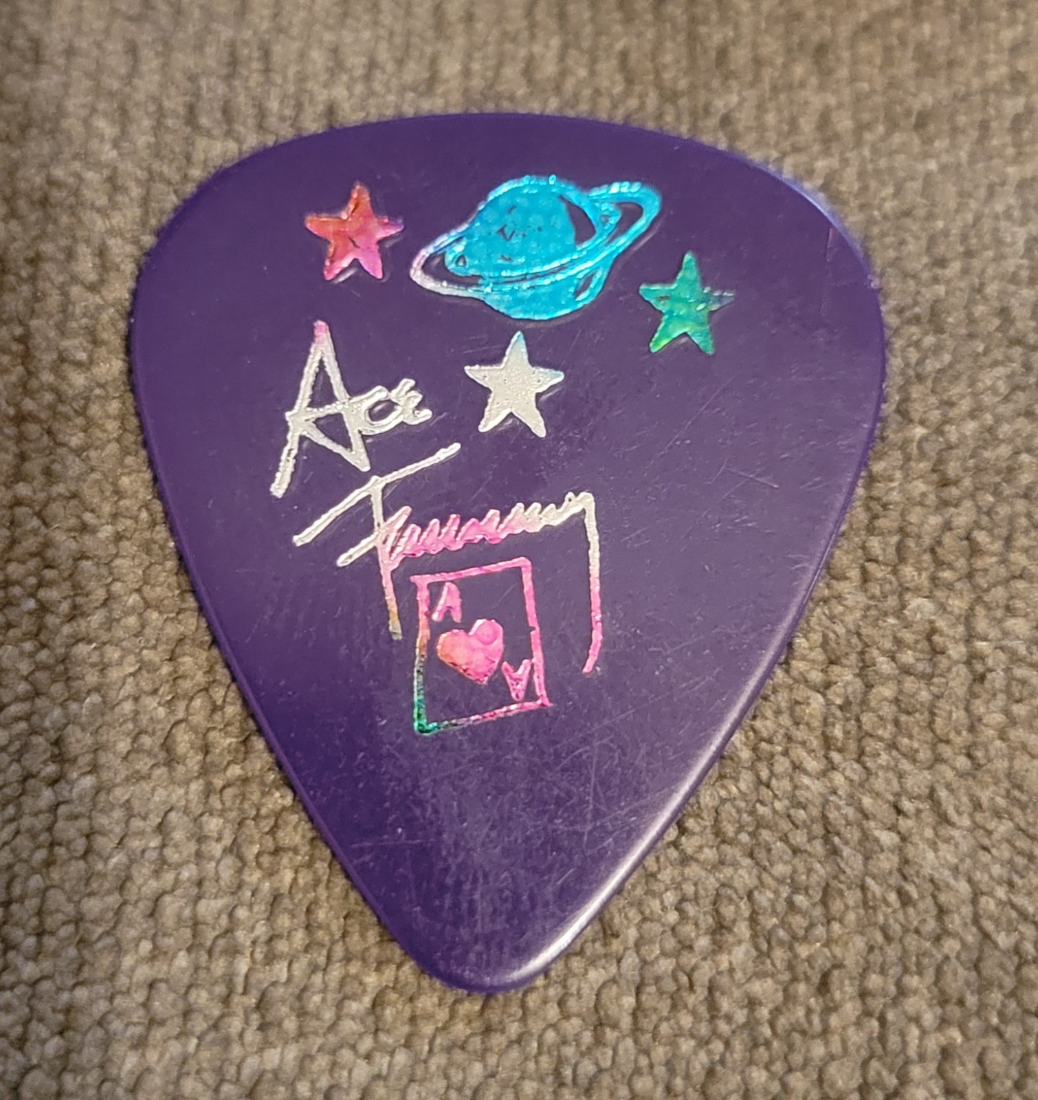 Ace Frehley KISS 2000 Farewell Tour Guitar Pick – Omaha NE 8/29 Purple Holograph