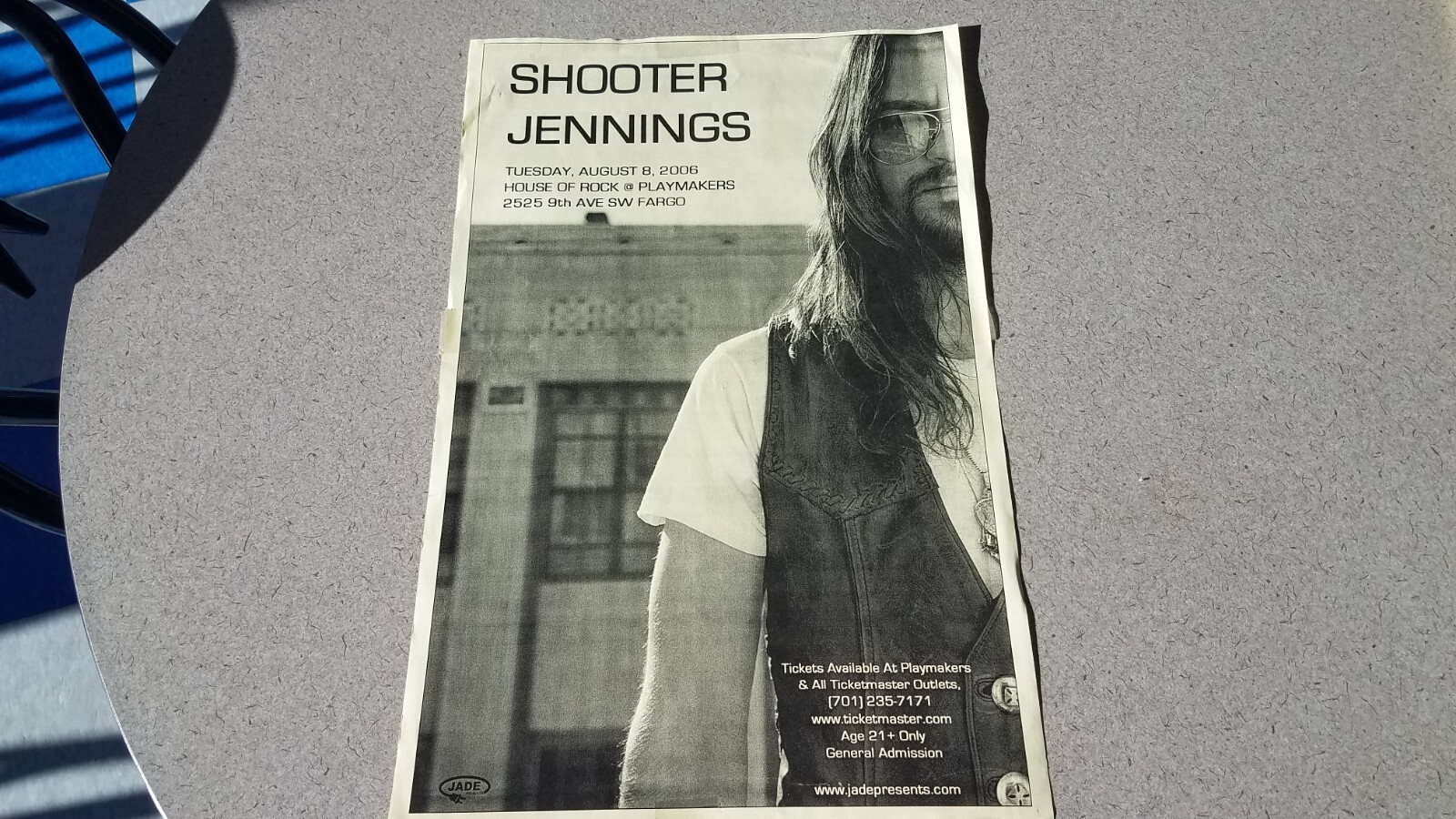 Original 2006 Shooter Jennings Concert Tour Poster Fargo North Dakota Waylon Son