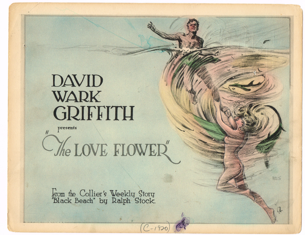THE LOVE FLOWER Title Lobby Card D.W. Griffith, Richard Barthelmess (1920)