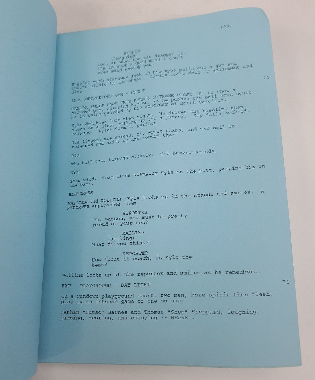 ABOVE THE RIM / Jeff Pollack 1993 Screenplay, Tupac Shakur basketball film, 2Pac