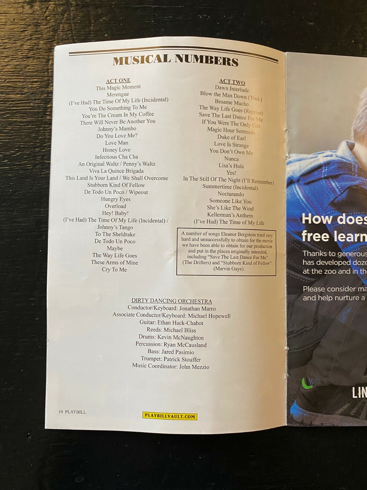 Dirty Dancing Souvenir Playbill (2018, Cadillac Palace Theater, Chicago, IL)