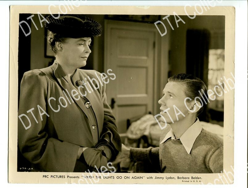 WHEN THE LIGHTS GO ON AGAIN-1944-8X10 PROMO STILL-JIMMY LYDON-WAR-ROMANCE VG