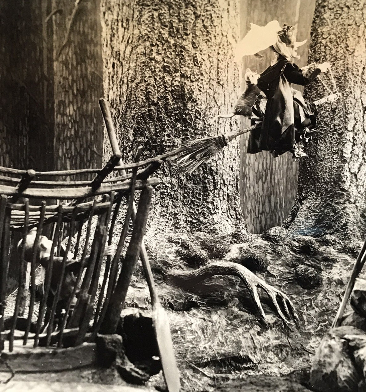 1954 HANSEL & GRETEL Kinemins Rosina Rubylips Witch Firo Cat Broom Ride Photo