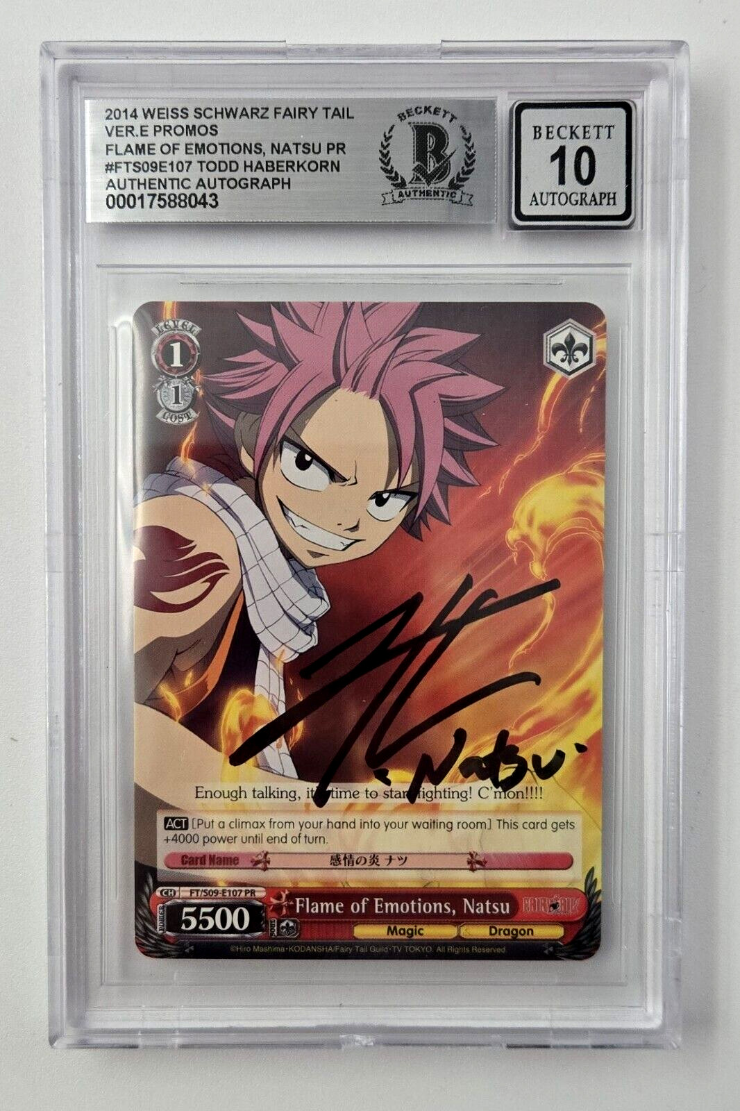 Natsu Signed Card Fairy Tail Weiss Schwarz Todd Haberkorn Autograph 10 Beckett