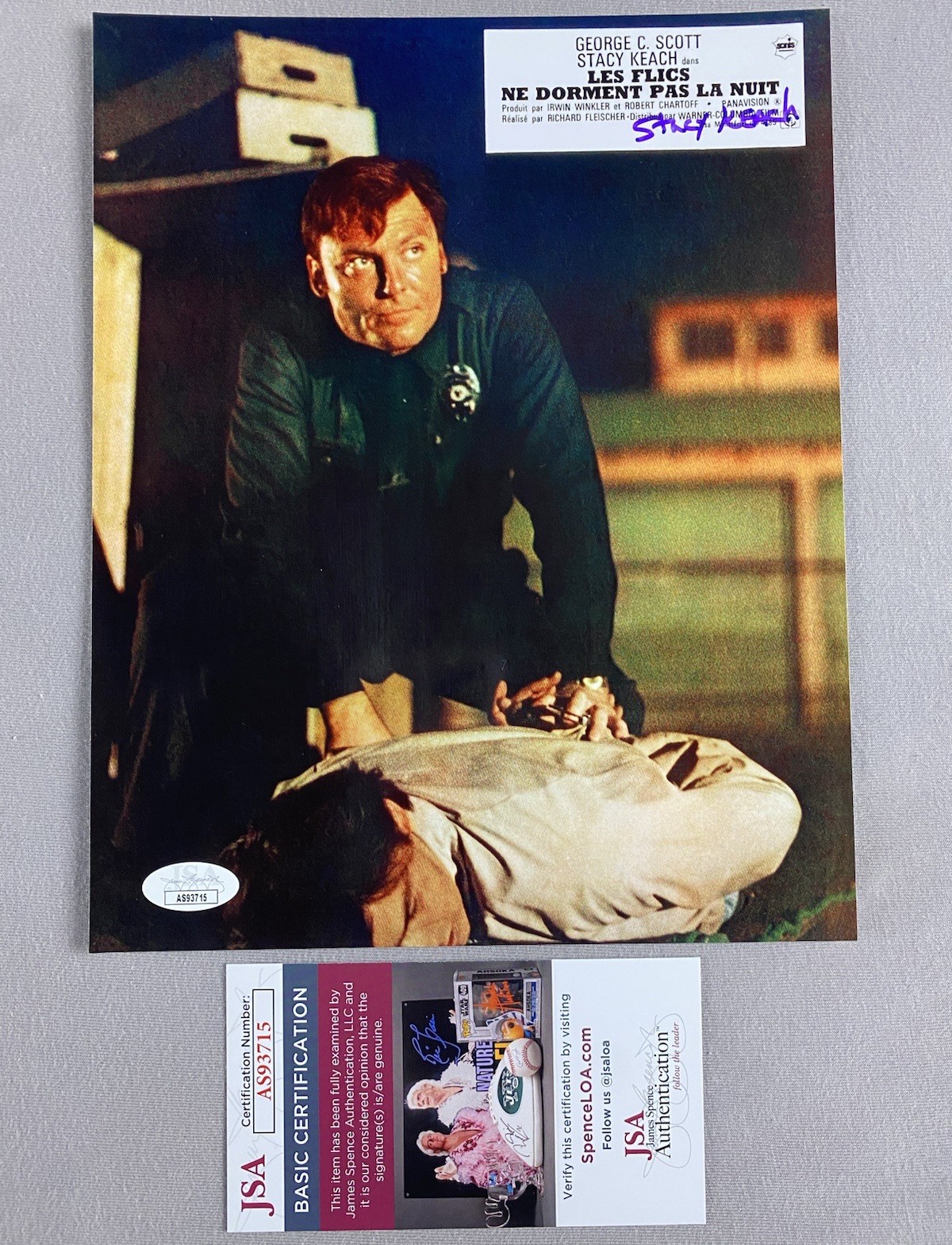 1972 THE NEW CENTURIONS STACY KEACH AUTOGRAPH 8×10 FILM PHOTO JSA AS93715