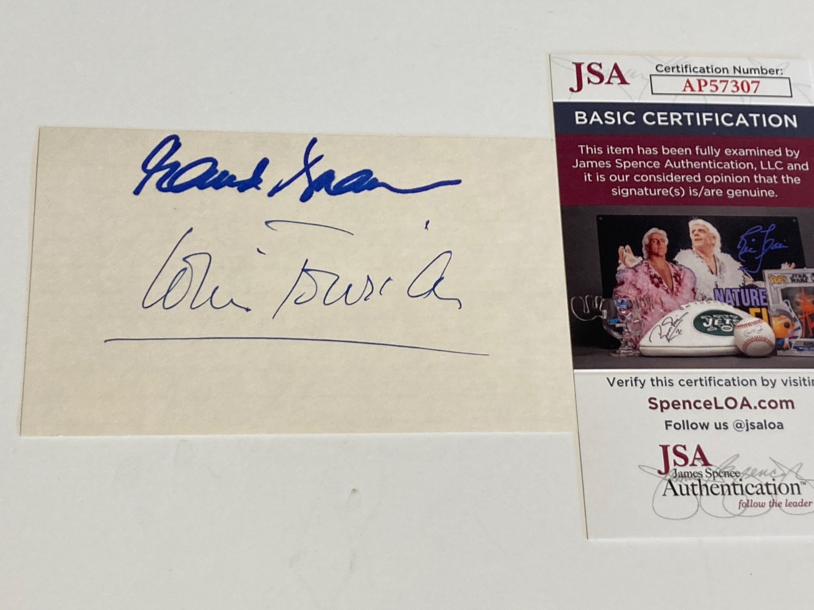 MAUDE ADAMS & LOUIS JORDAN signed 3×5 card “OCTOPUSSY” JAMES BOND JSA #AP57307