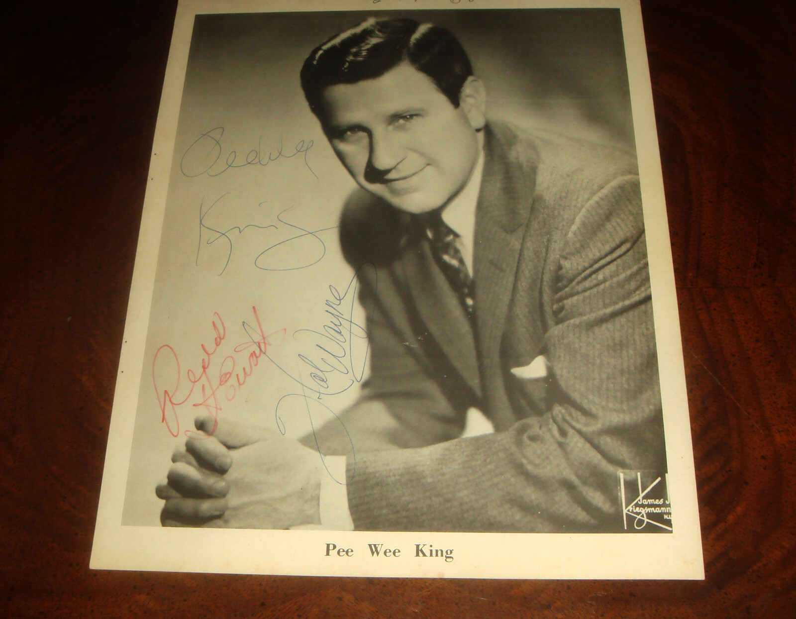Rare PEE WEE KING & THE COLLINS SISTERS signed 1968 PHOTOGRAPHS five autographs
