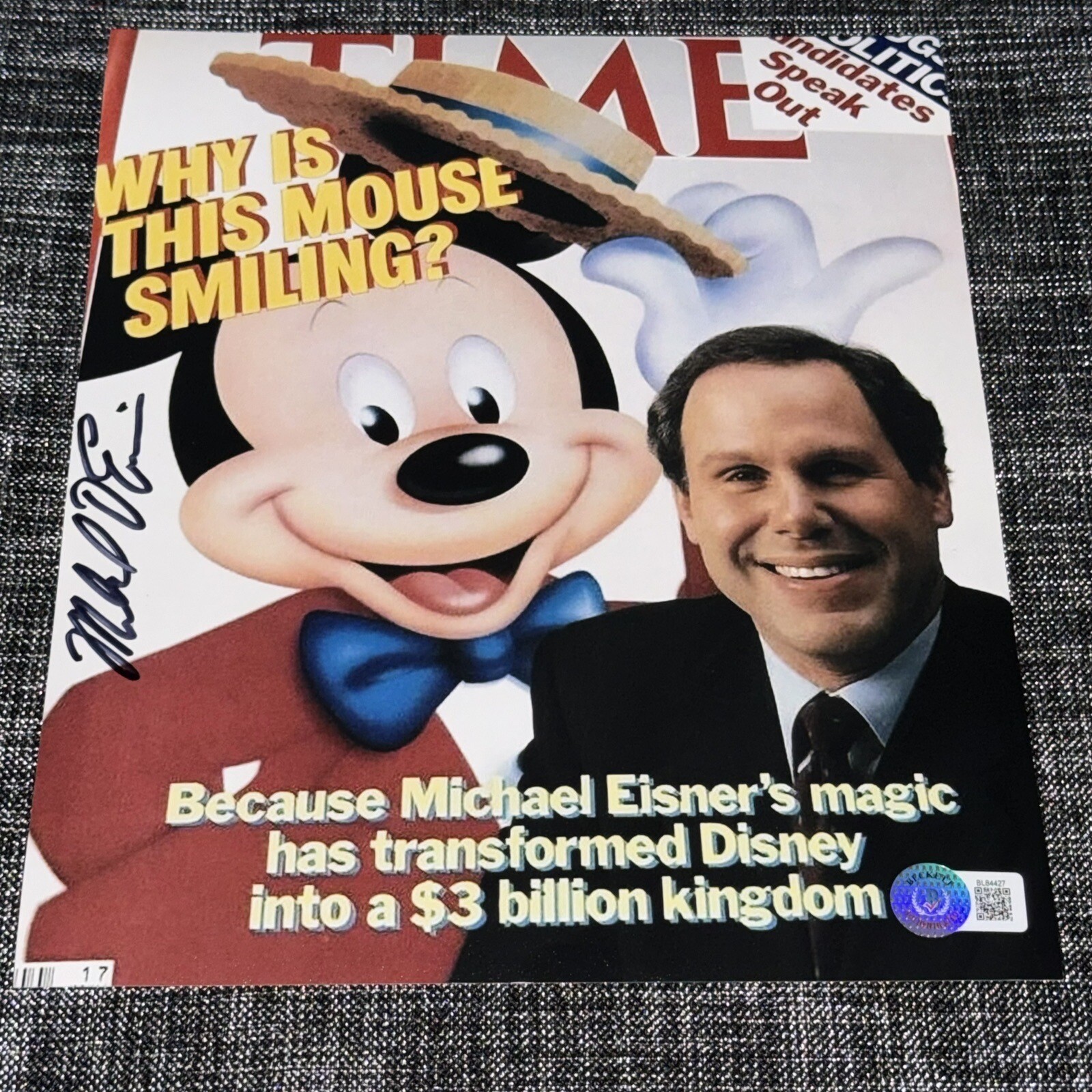 MICHAEL EISNER SIGNED AUTOGRAPH 8X10 PHOTO DISNEY CEO MICKEY MOUSE BECKETT BAS