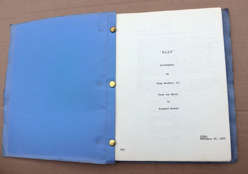 MASH 1969 Original Movie Script Screenplay w/ Cover by Ring Lardner Jr. RARE
