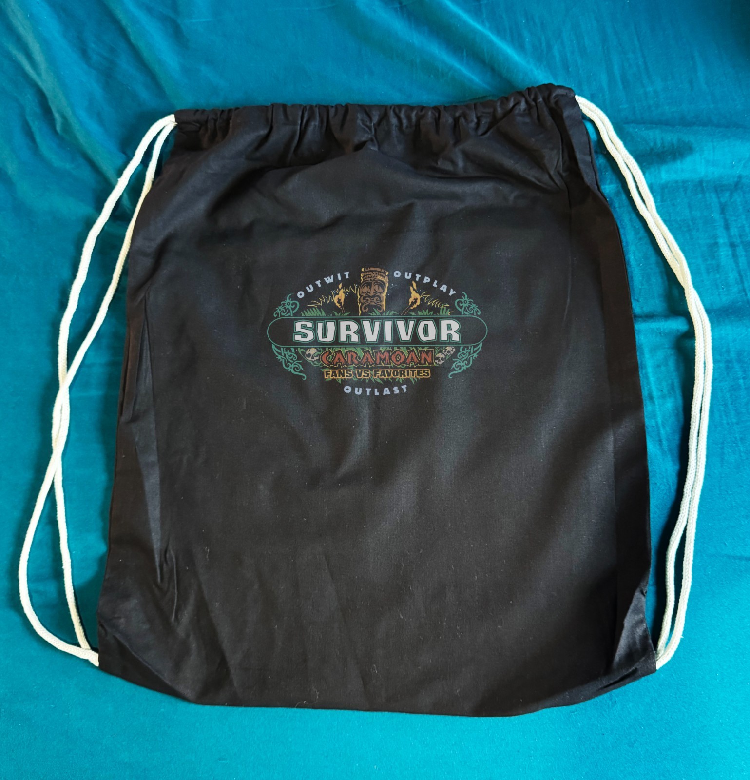 Survivor Fans vs Favorites Drawstring Bag TV Memorabilia Collectible Black Bag