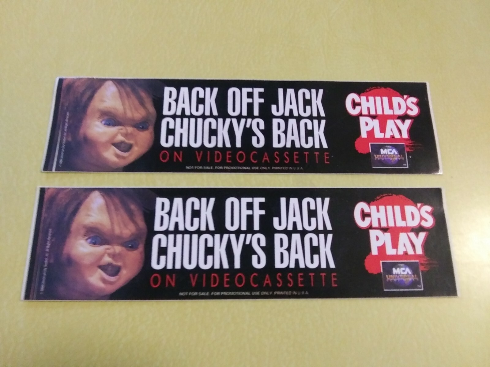 2 Chucky Child’s Play 2 Promotional Bumper Sticker Video Movie Horror 1990 Promo