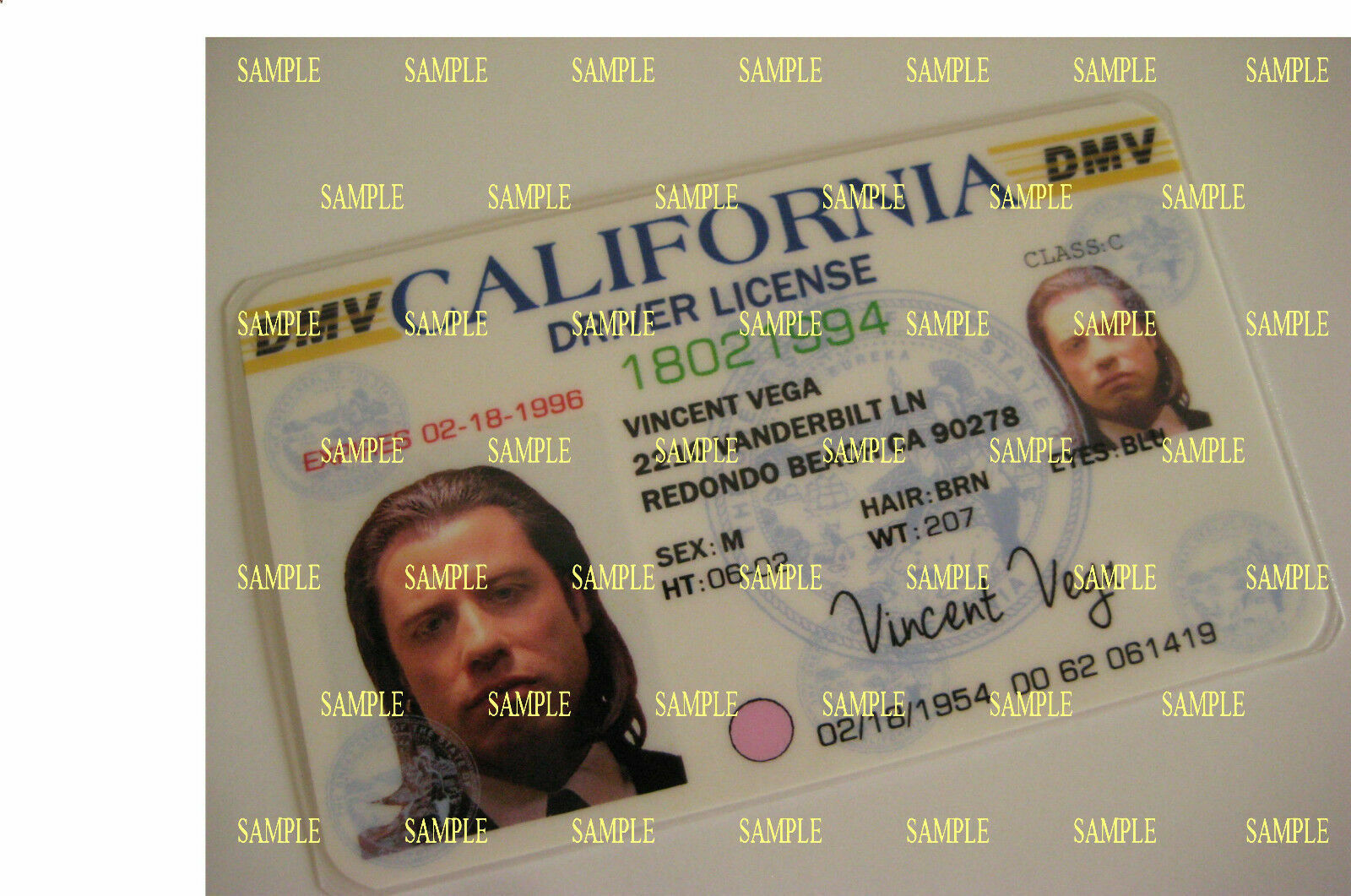 Pulp Fiction – Vincent Vega Driver’s License – Prop – Cosplay – Novely – B3G1F