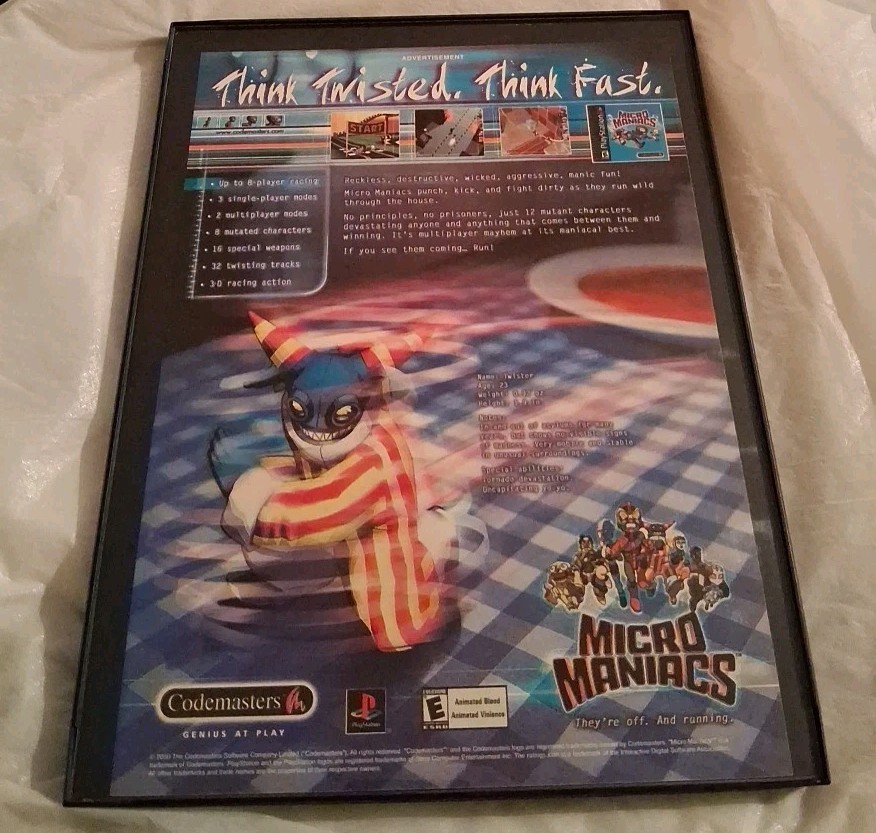 Codemasters Micro Maniacs Video Game Framed Print Ad 2000 8.5×11