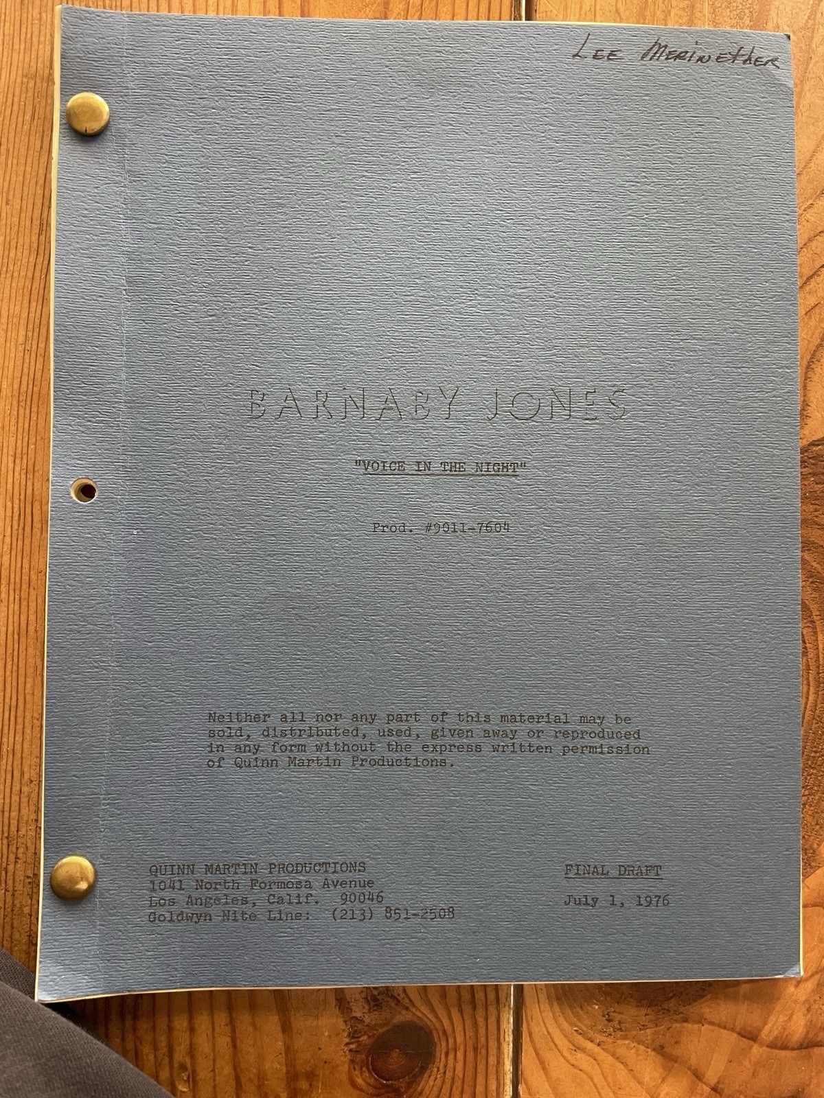 Lee Meriwether personal Barnaby Jones TV Original Script Signed Cover. Catwoman.