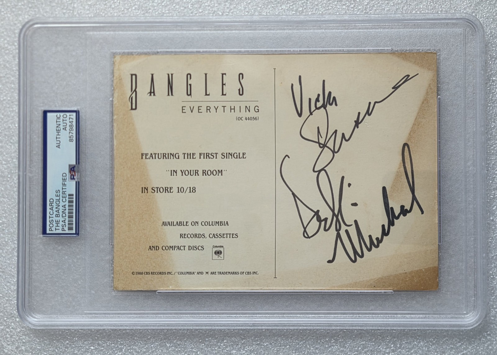 THE BANGLES SIGNED PSA/DNA COA PSA SLABBED AUTOGRAPHED SUSANNA HOFFS FULL BAND