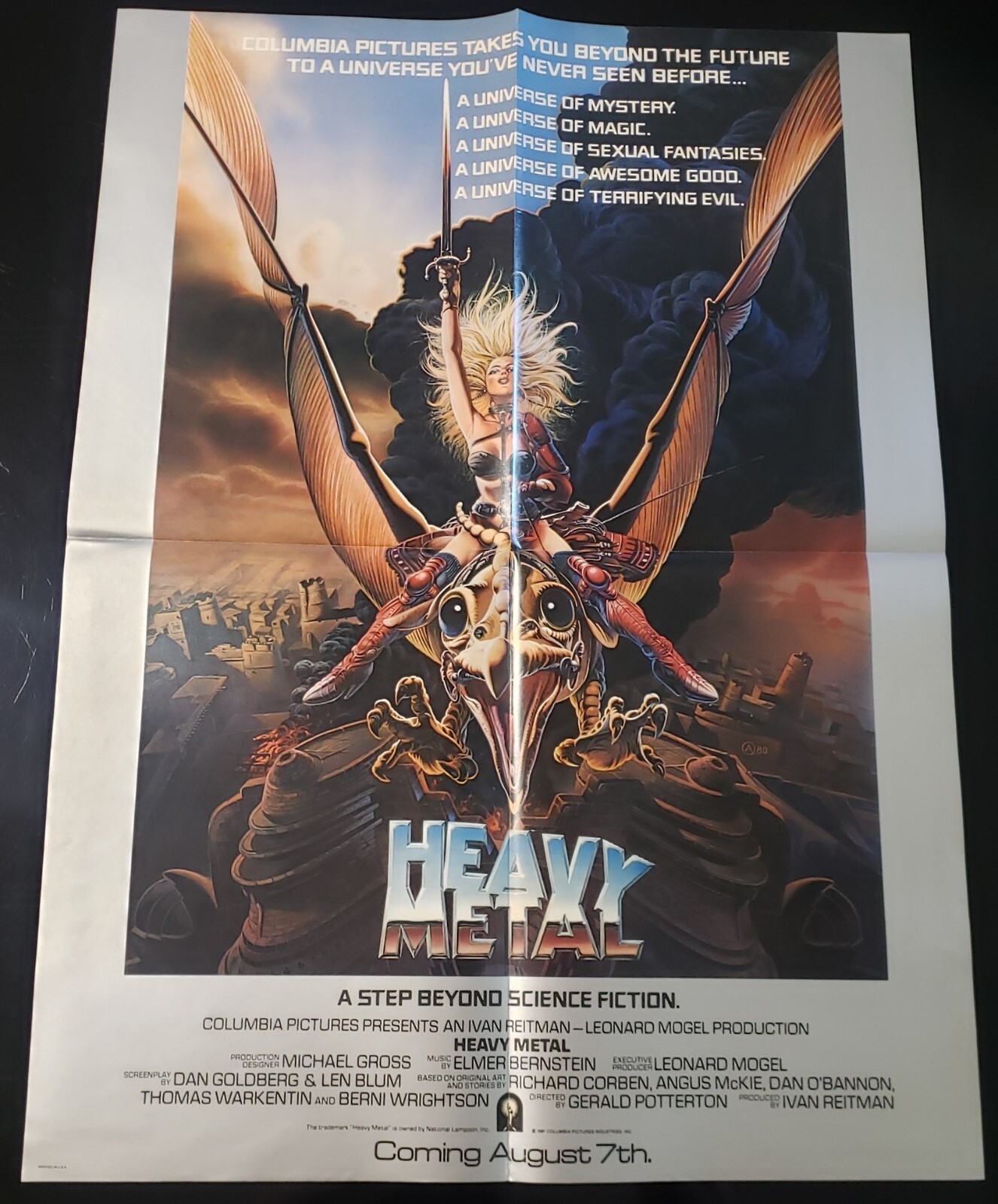 1981 Heavy Metal MOVIE POSTER Original Taarna Achilleos Art Original 24.5 x 18