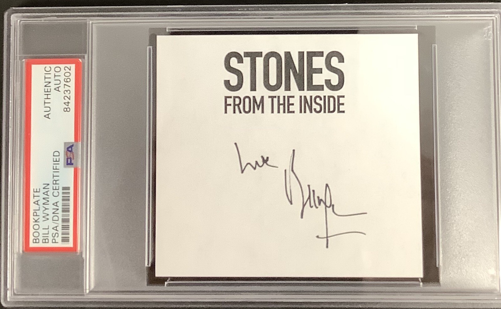 Bill Wyman Signed Book Plate The Rolling Stones Autograph R+R HOF Guitar PSA/DNA