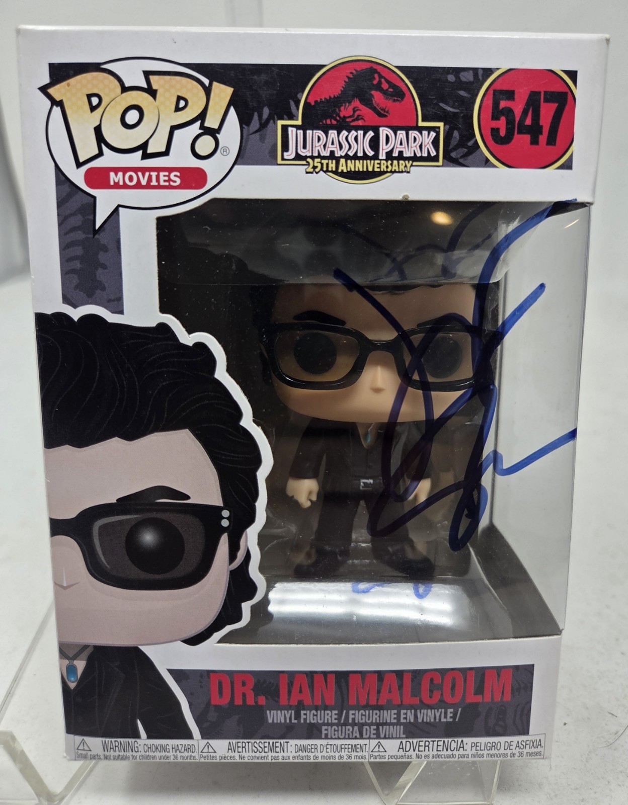 Jeff Goldblum signed Jurassic Park Dr Ian Malcolm Funko Pop Figure 547