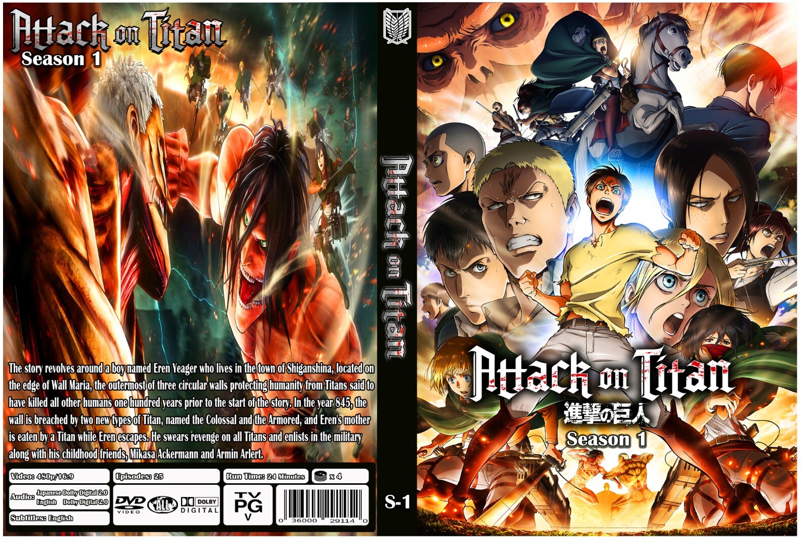 ANIME, “ATTACK ON TITAN”, 1-87 EPISODES, 13 DVD, ENG-AUDIO, 4 BOXES, 2020