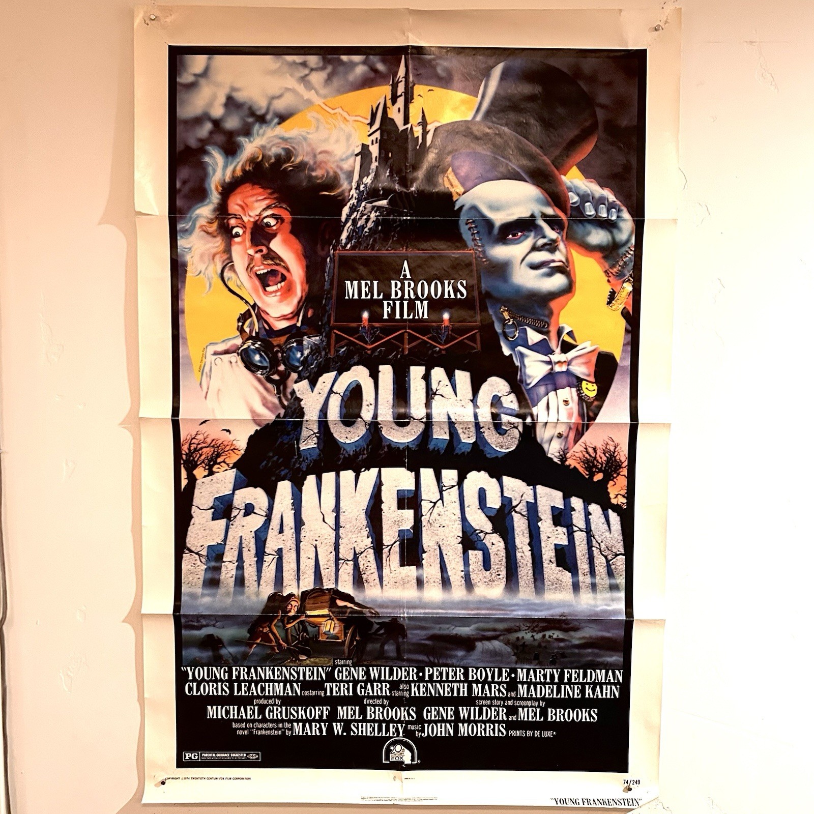 Rare YOUNG FRANKENSTEIN 1974 Original SS One Sheet Mel Brooks Poster 27” x 41”