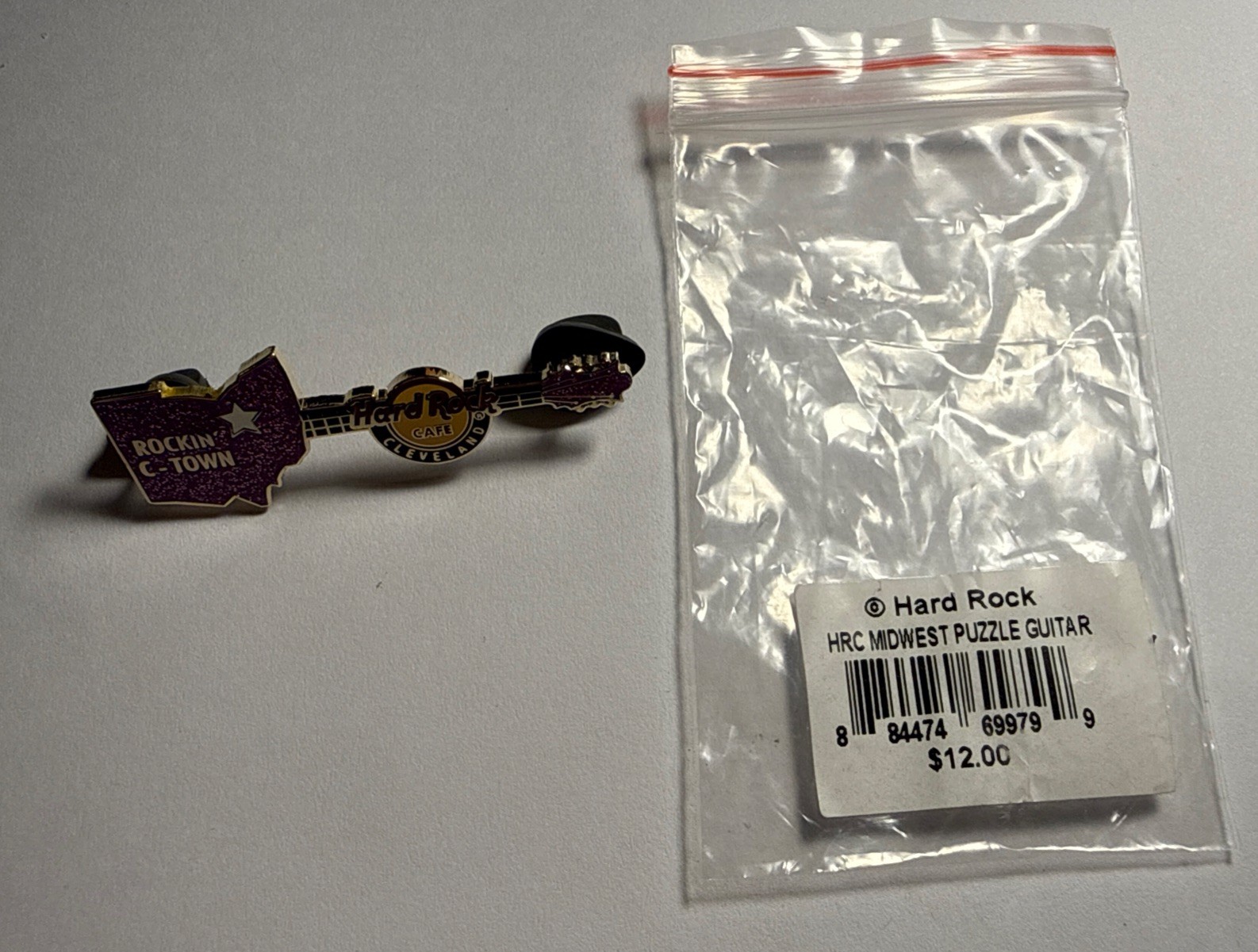 Hard Rock Café Pin Cleveland Ohio Rockin Midwest Puzzle Guitar Pin LE 300