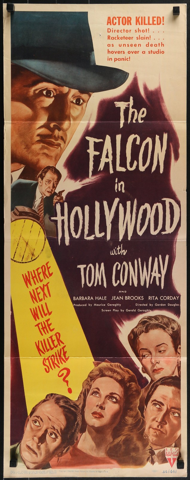 FALCON IN HOLLYWOOD POSTER 1944 TOM CONWAY BARBARA HALE INSERT