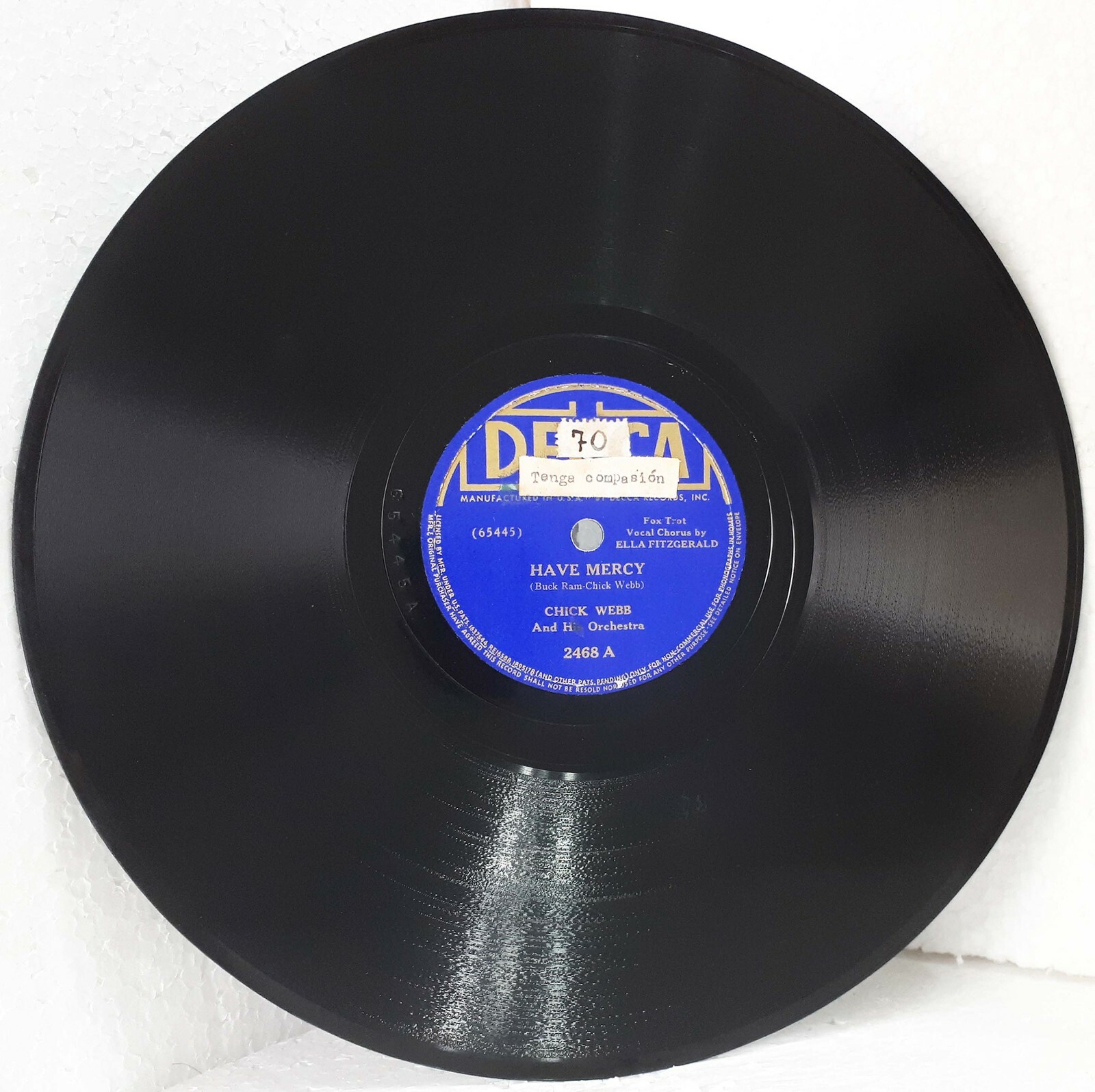 CHICK WEBB ELLA FITZGERALD Decca 2468 Have Mercy – I’m Up A Tree 1939 JAZZ 78RPM