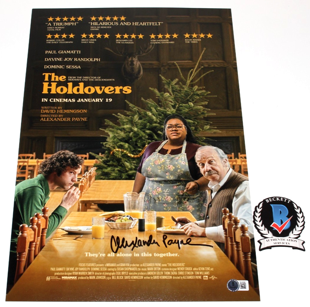 DIRECTOR ALEXANDER PAYNE SIGNED THE HOLDOVERS 12×18 MOVIE POSTER BECKETT BAS COA