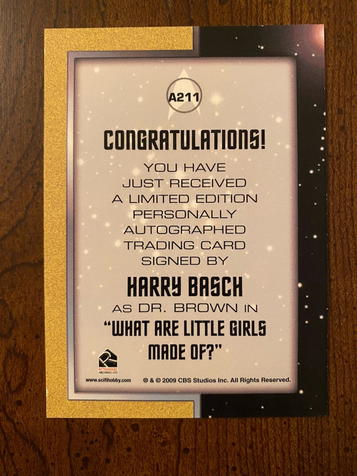 Harry Basch Signed Autographed Star Trek Trading Card Rittenhouse