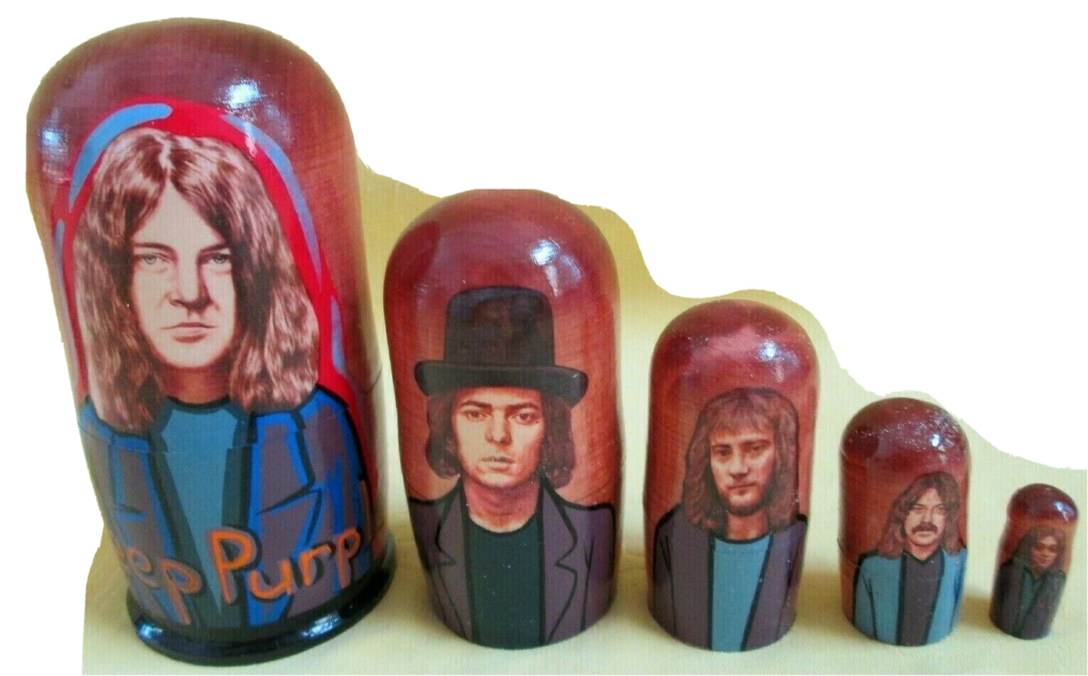 Deep Purple Nesting Doll/5-pc Set/7.5″ Tall+1998 St. Pete Russia Concert Poster