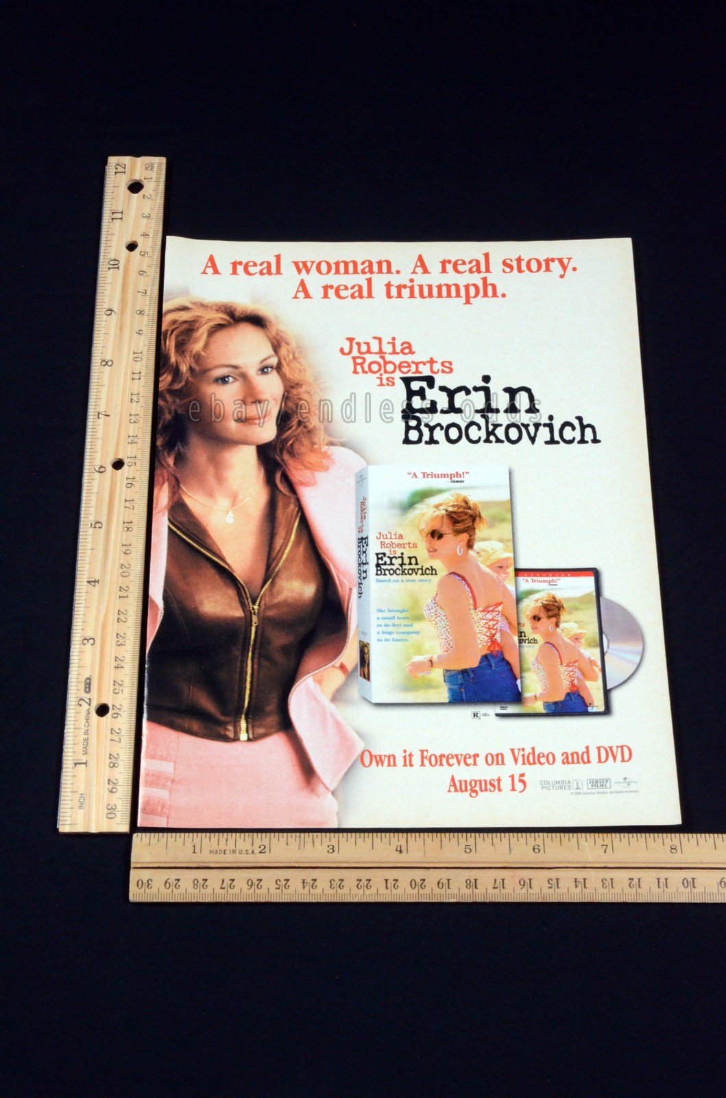 2000 Erin Brockovich Julia Roberts DVD VHS Magazine Page Print Ad Poster 2000s