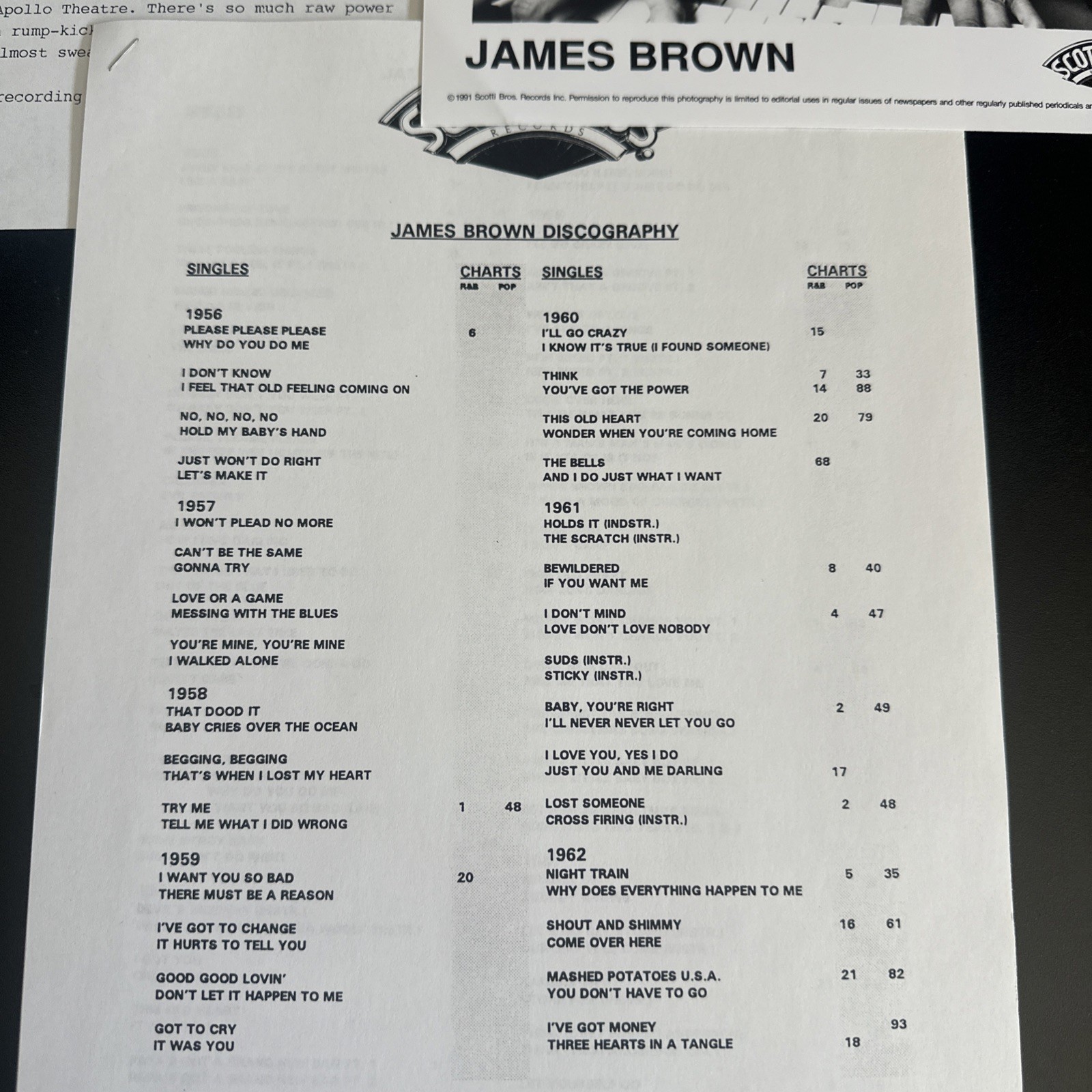 1990s James Brown, Pop Promo Press Kit & Photo VERY RARE