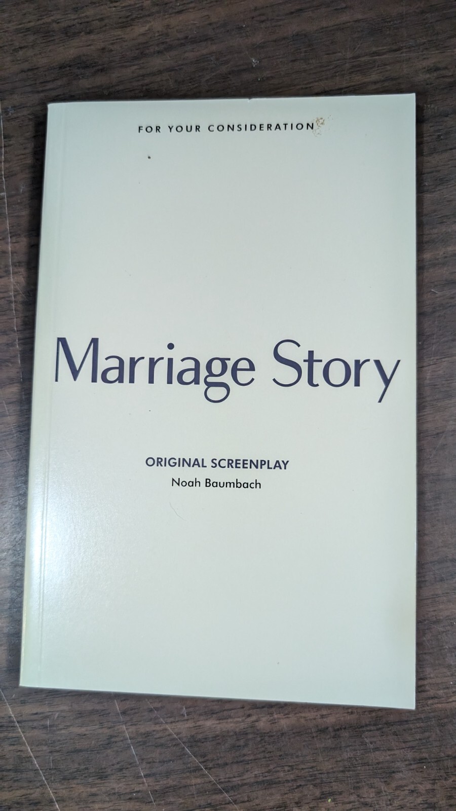 Marriage Story FYC screenplay paperback book
