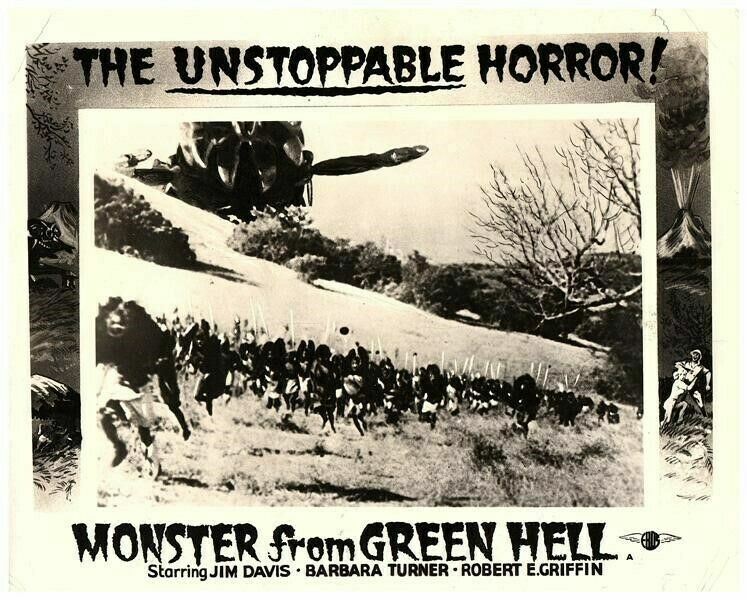 Monster from Green Hell Original Lobby Card natives spears flee Sci Fi Classic