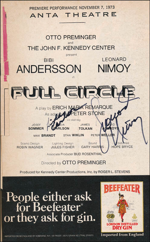 FULL CIRCLE PLAY CAST – SHOW BILL SIGNED WITH CO-SIGNERS