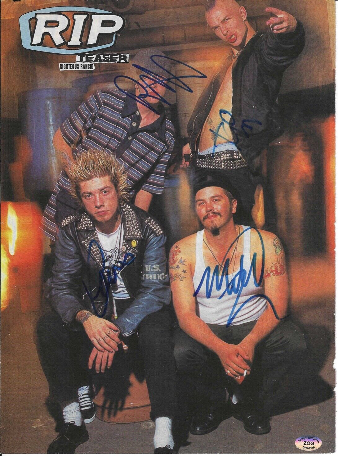 RANCID signed ARMSTRONG, FREDERIKSEN, FREEMAN & REED – Cut Page – AUTHENTIC